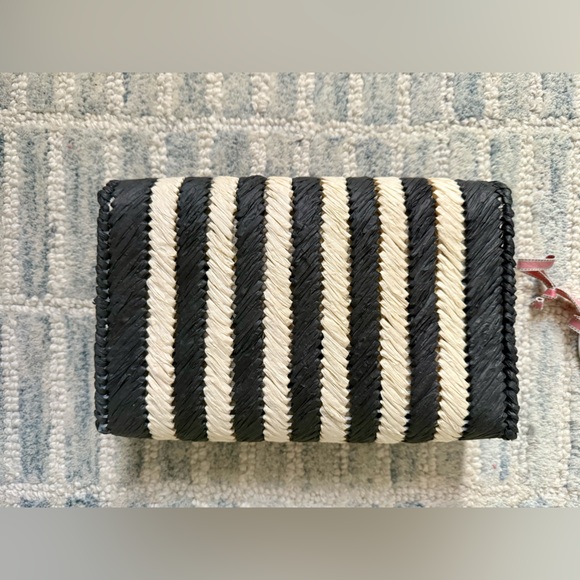 NWT BTB Black & Cream Striped Clutch